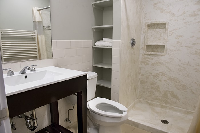 Woodlawn Apartments Bathroom - with towel warmer